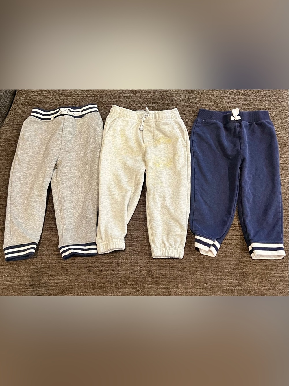 Janie and Jack Lot of 4. 2 Gray Joggers, 1 Navy Jogger and 1 Checkered Soft Pant